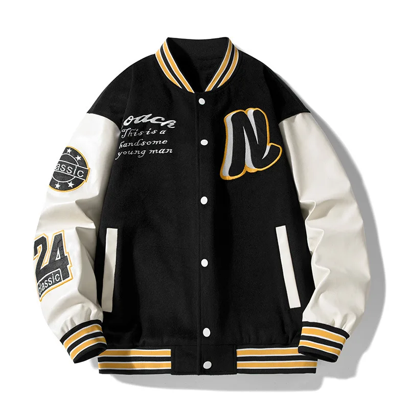 Custom Logo Embroidered Letterman Bomber Varsity Baseball Jacket For Men