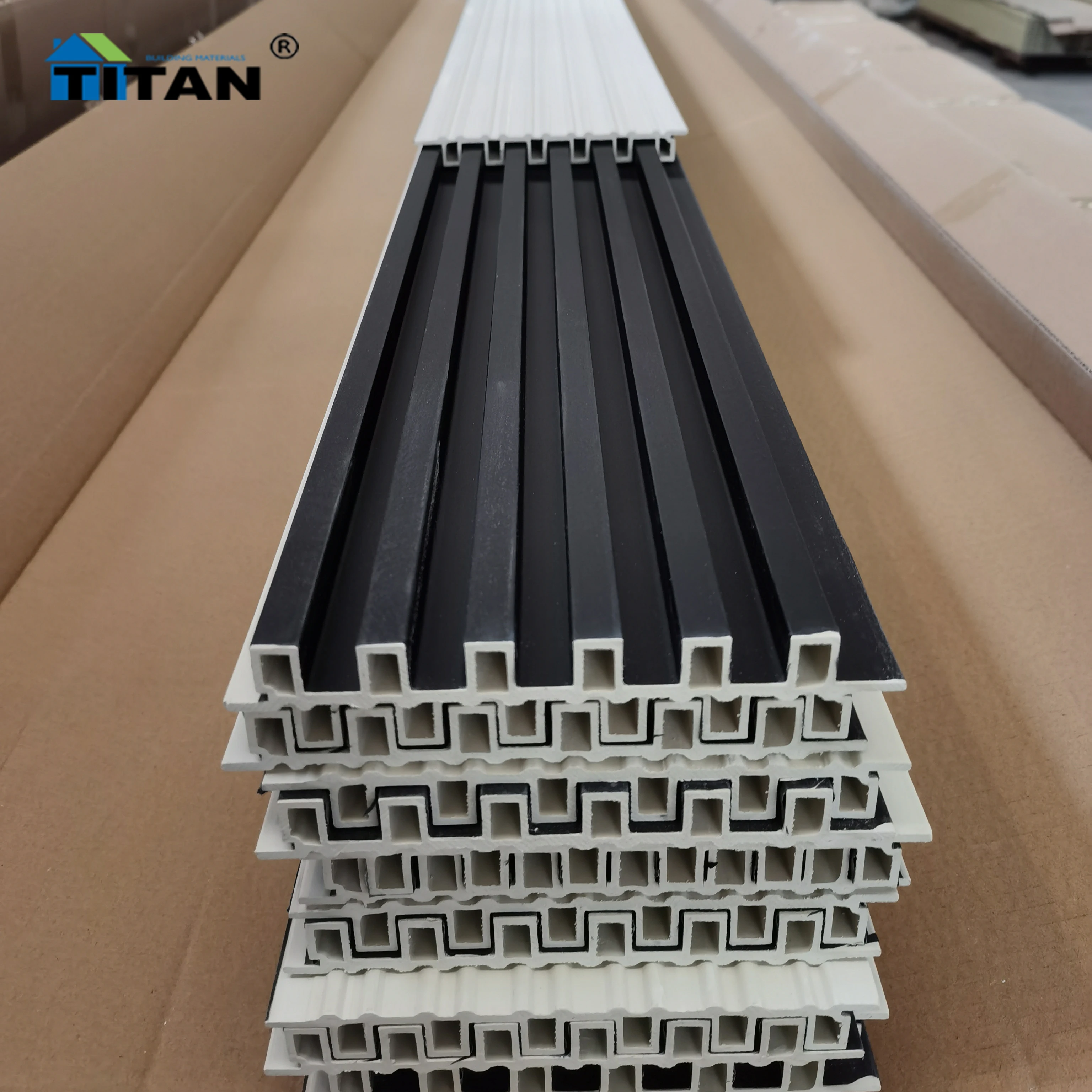 Revestimiento Exterior Wooden Square Beam Wpc Wall Panel Walnut Black