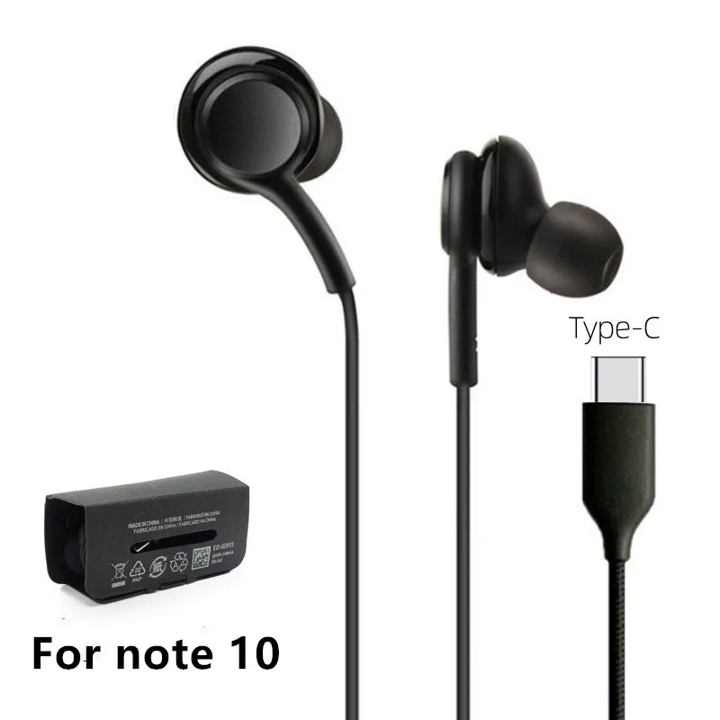note10 type c headphones in ear wired handsfree super bass sound EarPods with Remote and Mic for samsung note10 earphones