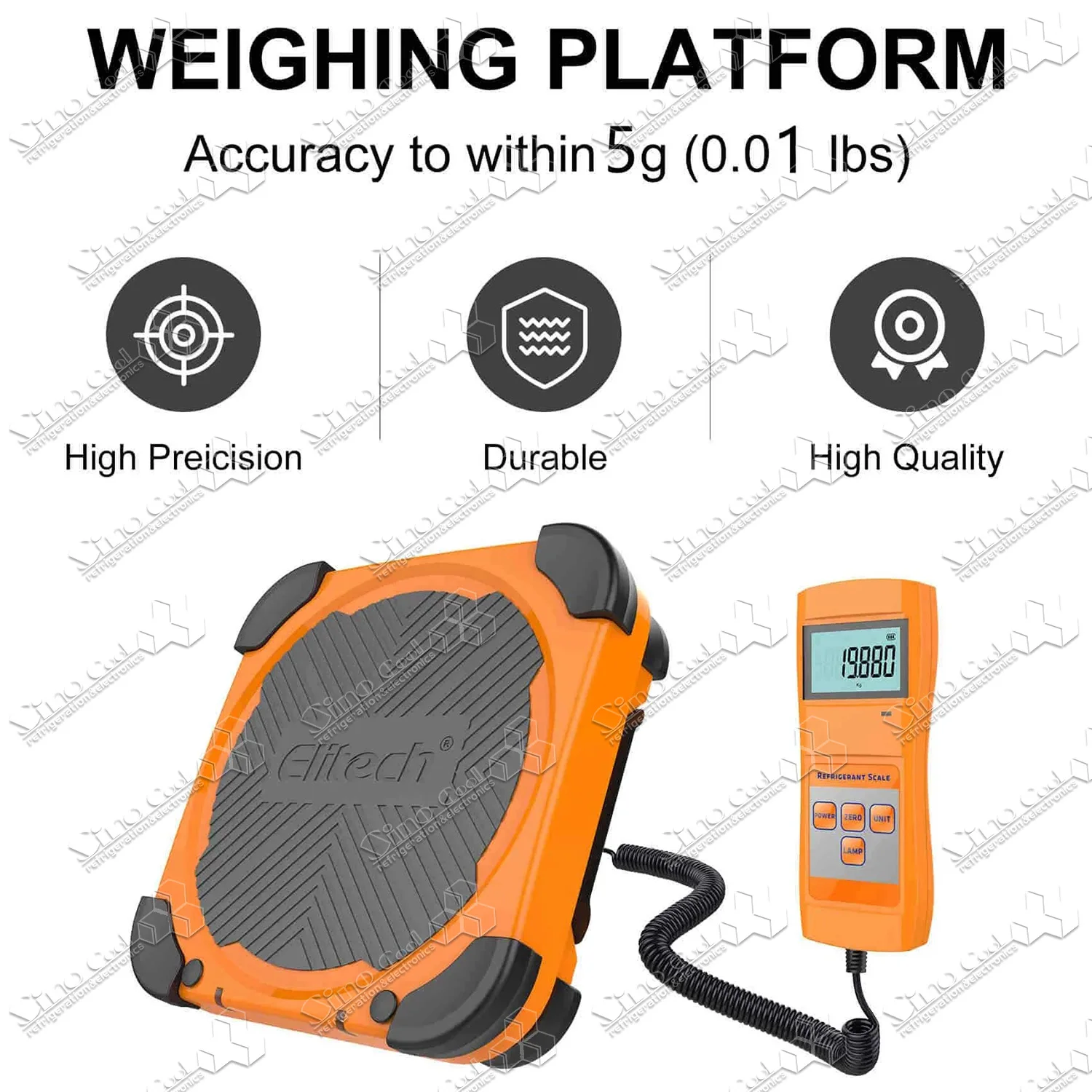 Elitech Refrigerant Scale HVAC Freon Charging Scale 220lbs Weight Upgraded with Anti-Collision Corner LMC-200