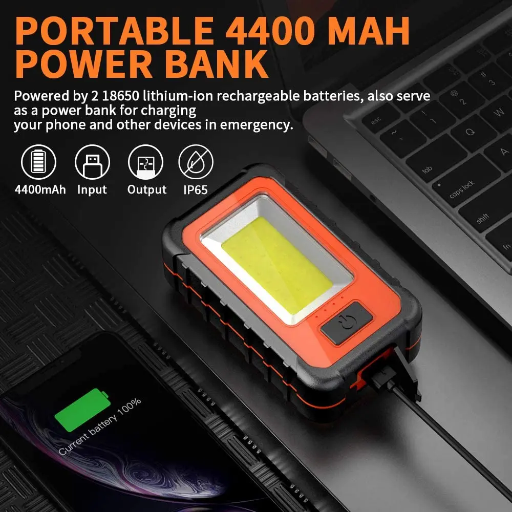 Travor 40w 4000lm portable cob led camping lantern tent lamp battery-operated 6500K daylight lamp IP65 waterproof working light