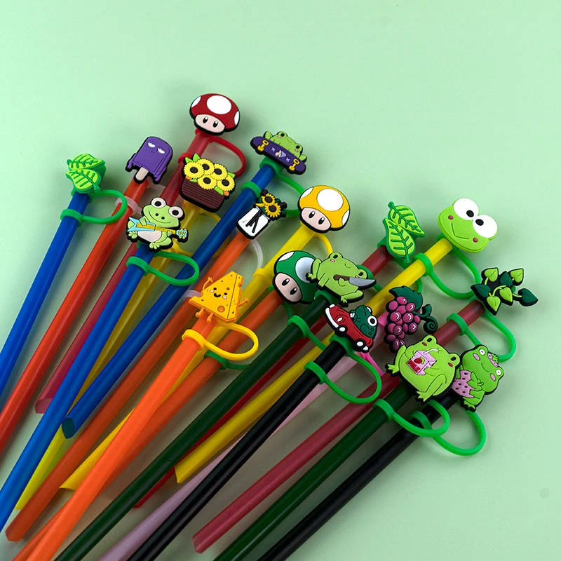 8mm new rabbit silicone drinking custom reusable wholesale holiday rubber charms cute animal retro horror halloween straw topper