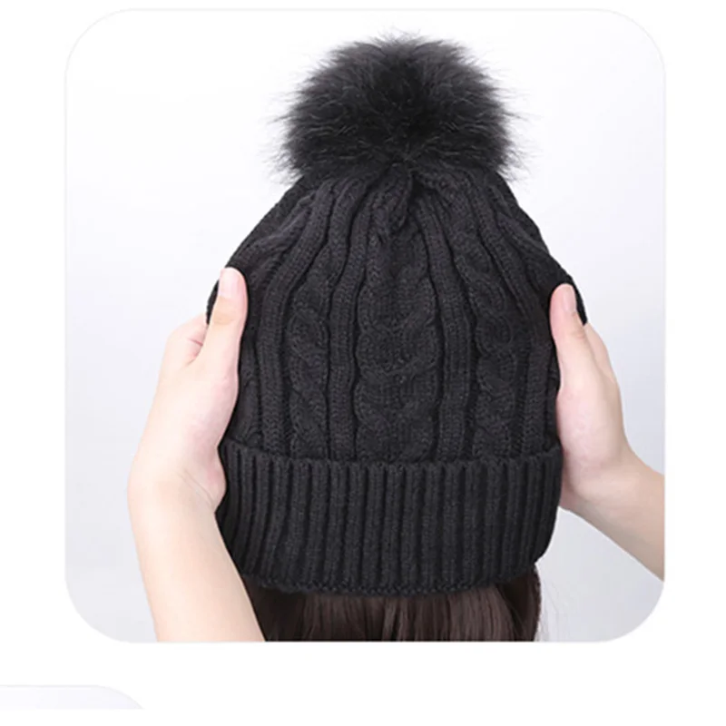 Fashion Autumn Winter Warm New Wigs With Hat Long Wave Hair Beanie Hat With Wig