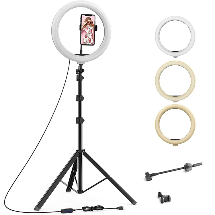 
Photo LED Selfie Ring Fill Light 10 inch Dimmable Camera Phone 26CM Ring Lamp With Stand Tripod For Makeup Video Live Studio  (1700003951843)
