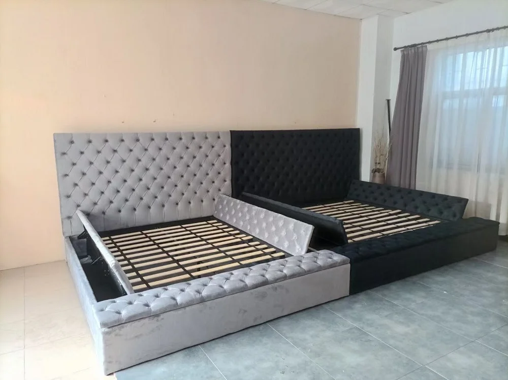 Space Saving Leather Fabric Beds Wooden Comforter California Storage King Bed