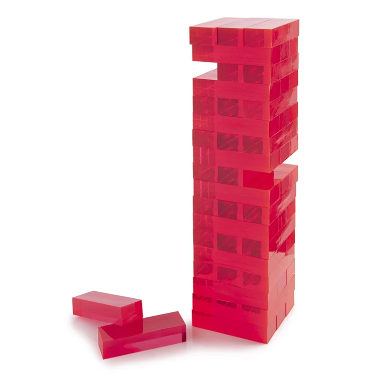 JERY High Quality Clear Acrylic Stacking Tower  Puzzle Game Tumbling Tower Game Block Toys acrylic cubes for boardgames