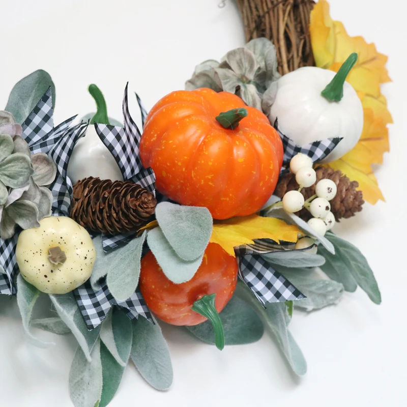 New Artificial Fall Decor Autumn Wreath Harvest Thanksgiving Plants Door Wreath decorative flowers wreaths and plants