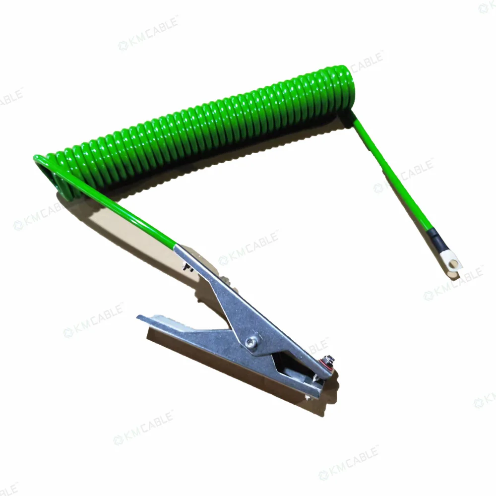 protection anti-static clamp with spiral cable spring cable, anti static coil cable