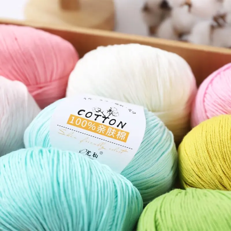 HENGYI 50g Ball Spun 100% Cotton Yarn Soft and Low Shrinkage Dyed for Sewing Knitting and Crocheting