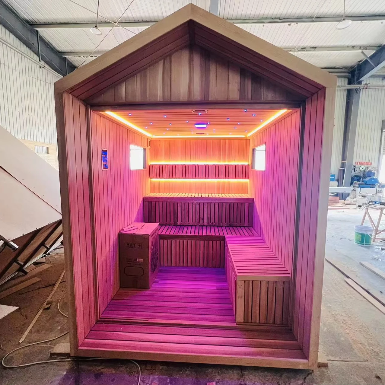 Traditional Cedar Wood Outdoor Sauna Room With Wood Stove For 8 People sauna room