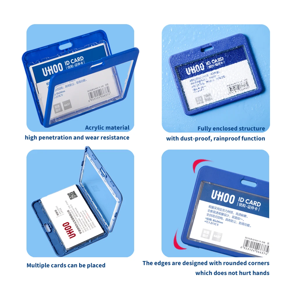 Custom Gift Dual-Sided Transparent Acrylic Badge Card Holder with Lanyard Work & Credit Card Use Custom Logo Aluminium Material