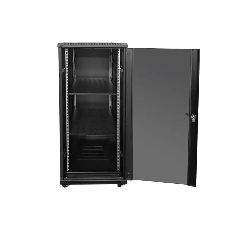 27U Cabinet Lockable Glass Door Removable Side Panel Network Data Rack Wall Mount LAN IT Equipment 20kg Max 42U