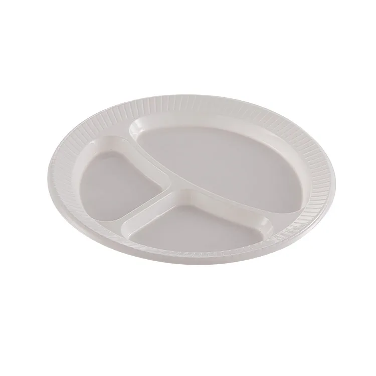 Hot Selling 2024 Biodegradable Corn Starch Plastic Plate Ceramic Western Tableware Pizza Dish Dinnerware Dessert Plate Sets of 3 Kitchen Round PS