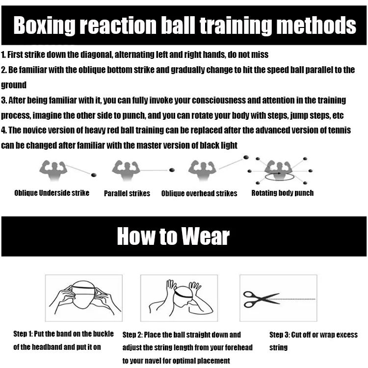 WOSWEIR Kick Boxing Speed Training Punch Ball Reflex Ball Head Band for Kids and Adults Home Muay MMA Exercise Equipment