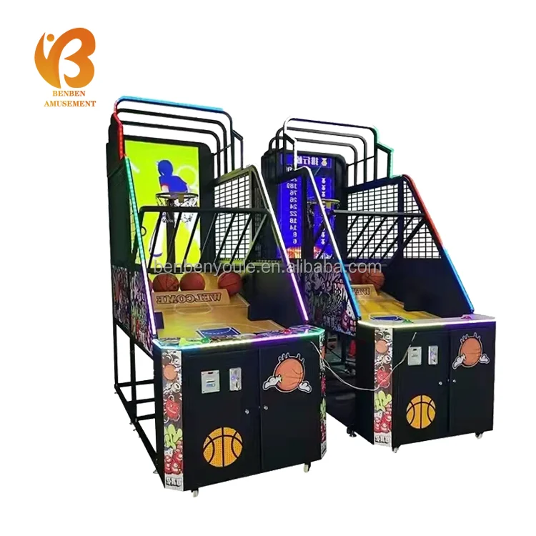 Commercial Upright Coin Operated Foldable Street Basketball Shooting Machine For Recreational Training