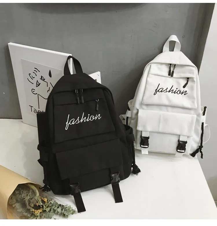 Wholesale Fashion Korean School Bag Female College Students Portable Backpack  Campus Canvas School Backpack