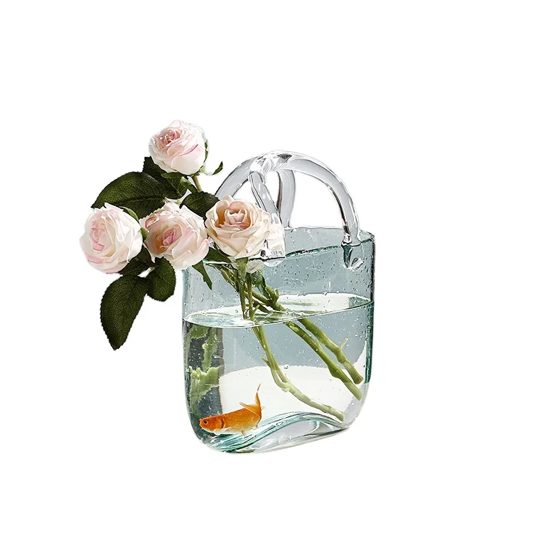 Handblown Wholesale Creative Bubble Flower Glass Vase Bag shaped for Table Centerpieces Home Decoration fish tank ins hot