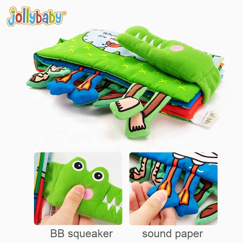 Jollybaby European Sale Online 3D Stuffed Cartoon Learning Animal Baby tummy time Cloth Book