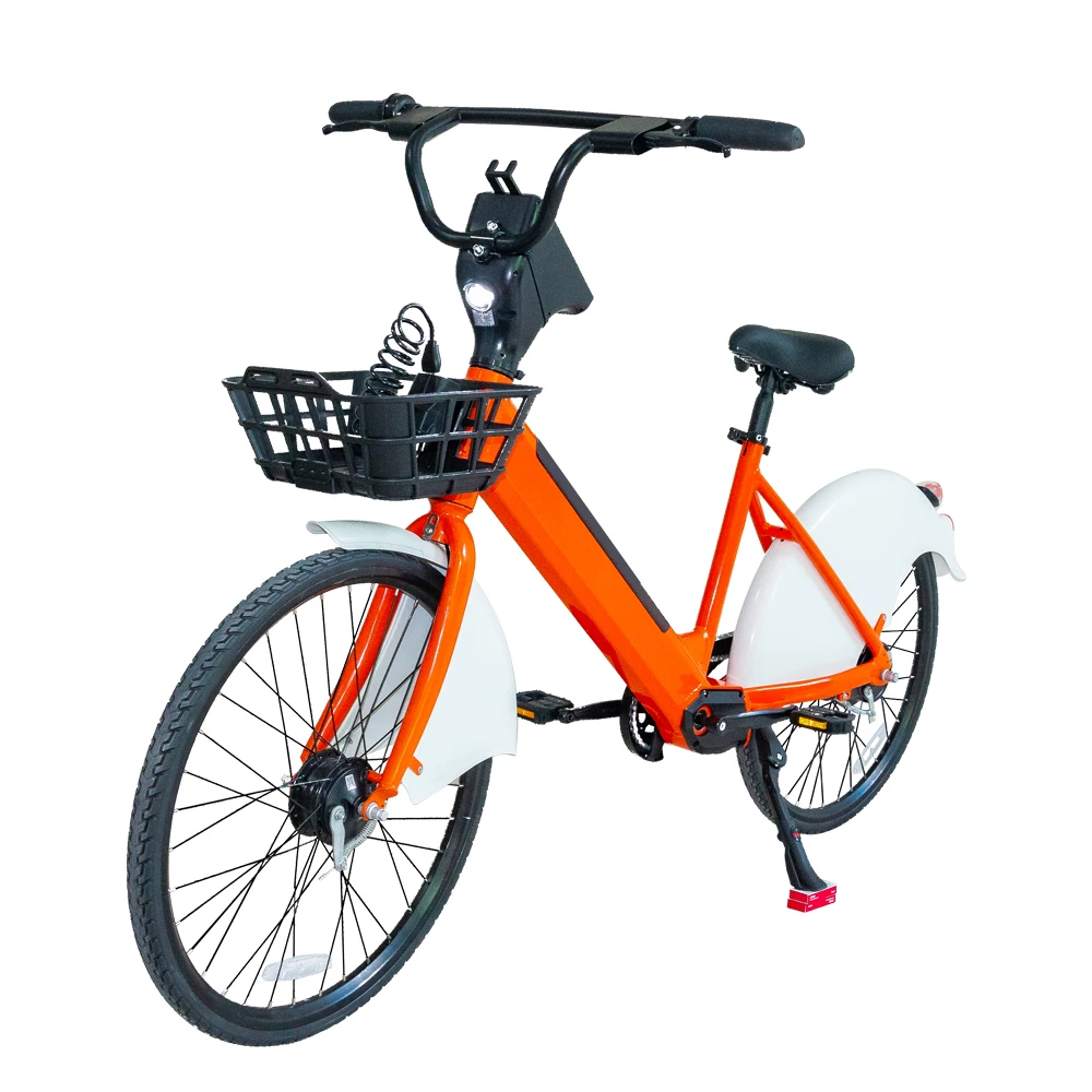 Custom iot gps positioning Rental pedal electric bike sharing system 25km/h max range 80-100km 24 inch shared electric bike