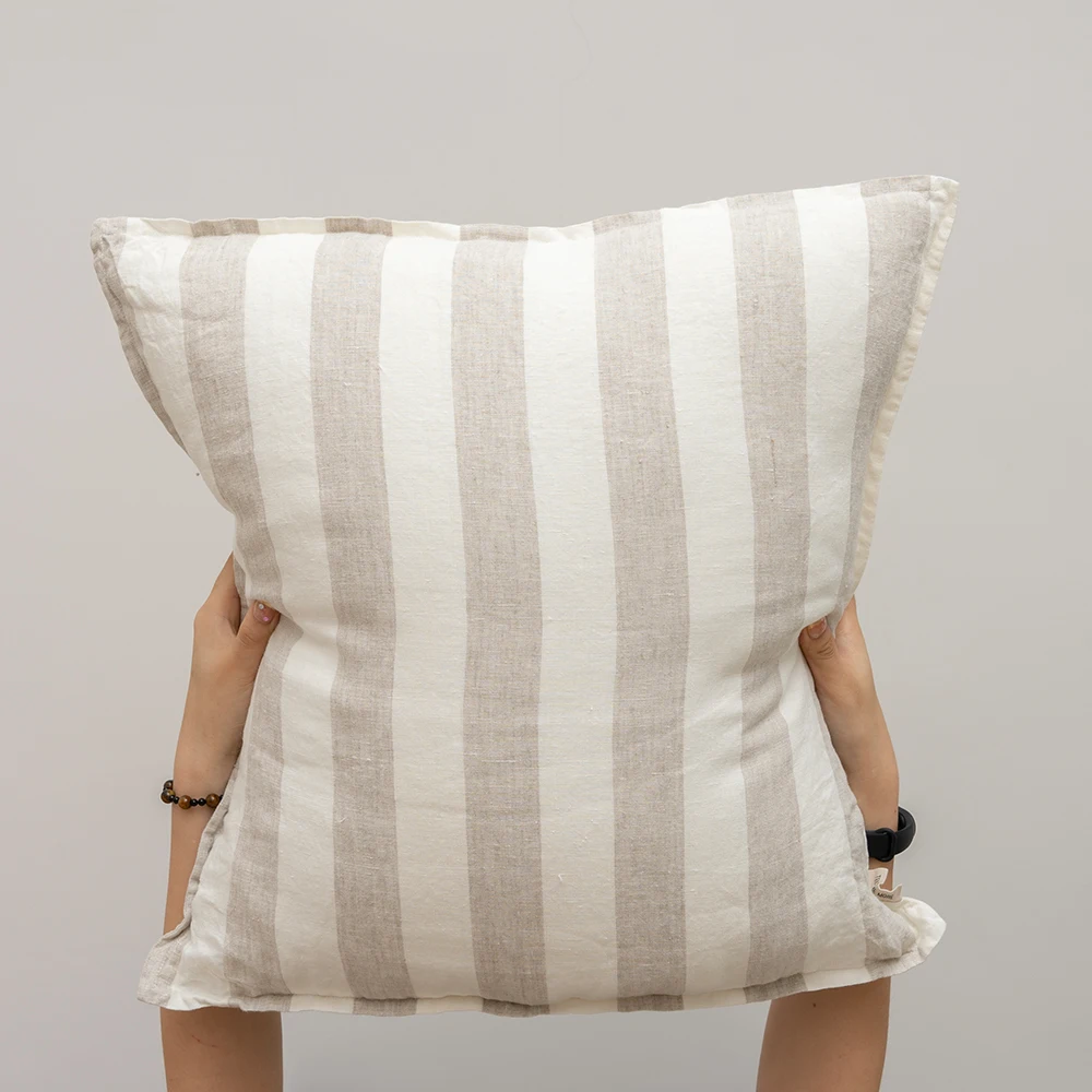 Wholesale Multi-Colored Stripe Linen Cushion Cover Custom Hidden Zipper Cases for Home for Hotels Printed Style for Sublimation