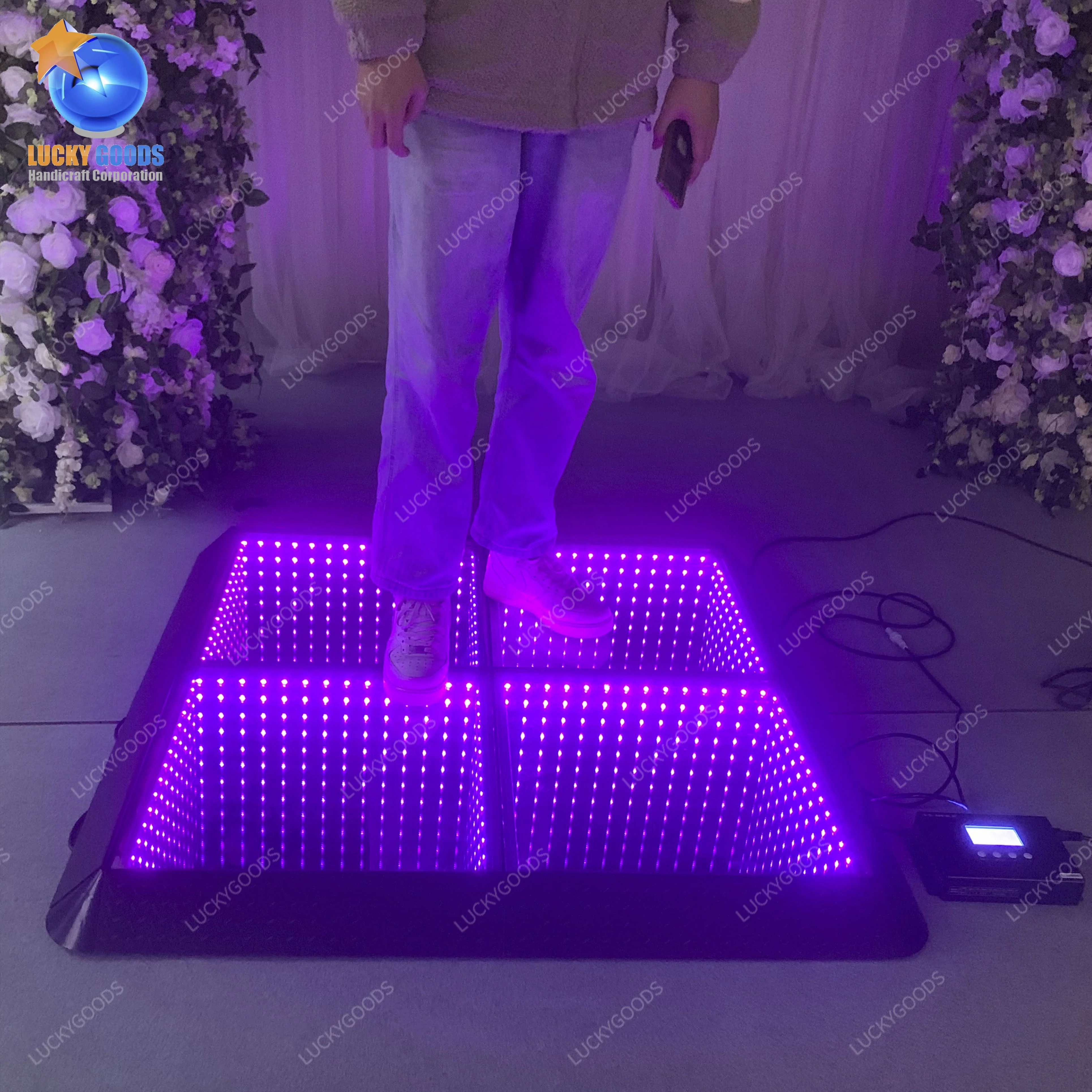 Magnetic Led Dance Floor Wedding Portable 3D Interactive Dance Floor Light Infinity Mirror Wireless Dance Floor LED210916-1