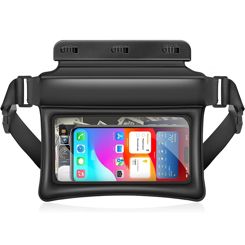 Wholesale Swimming Mobile Phone Storage Waist Pouch Floating IPX8 Cross Waterproof Phone Bag