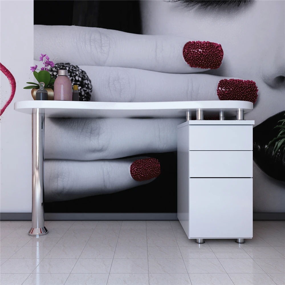
Hot Sale Modern Beauty Salon Nail Bar Furniture Wooden Manicure Table French Style White Manicure Table. 