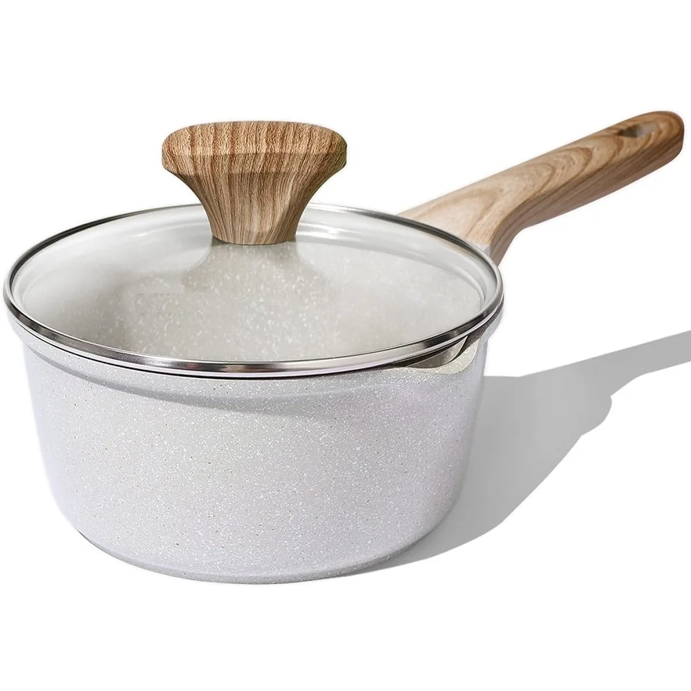 Ceramic Nonstick Cookware Manufacturers Cheap Nonstick Sauce Pan Kitchen Utensils Cookware Set Milk Pot with Wooden Handle