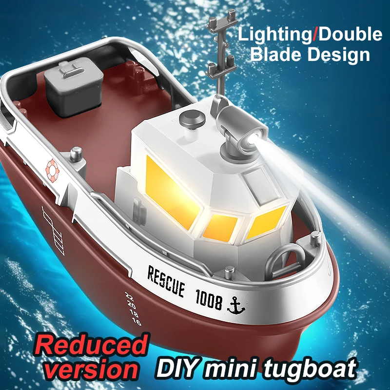 S820 1/32 Scale 2.4Ghz Mini RC Boat Powerful Dual Motor Wireless Power RC Tugboat Model Toy Boy Gift