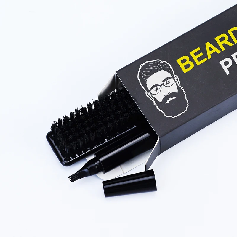 2021 Natural Waterproof Beard Style Filling Pen Beard Pencil Filler and Brush Kit for Men Beard