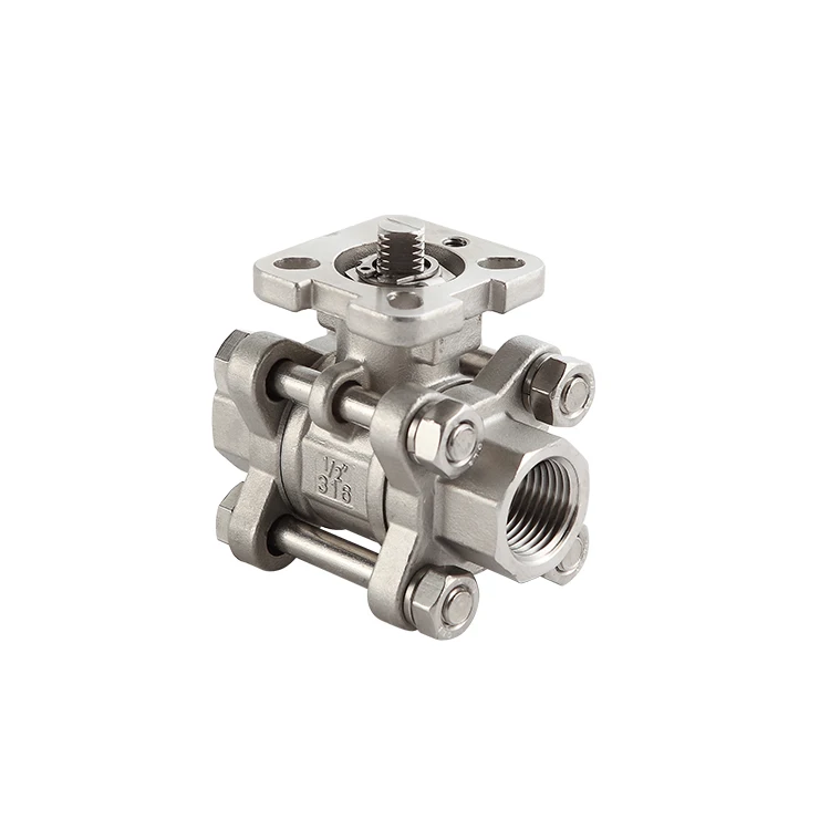 1/2inch 1000WOG Api Stainless Steel CF8M Three-piece high platform threaded ball valve