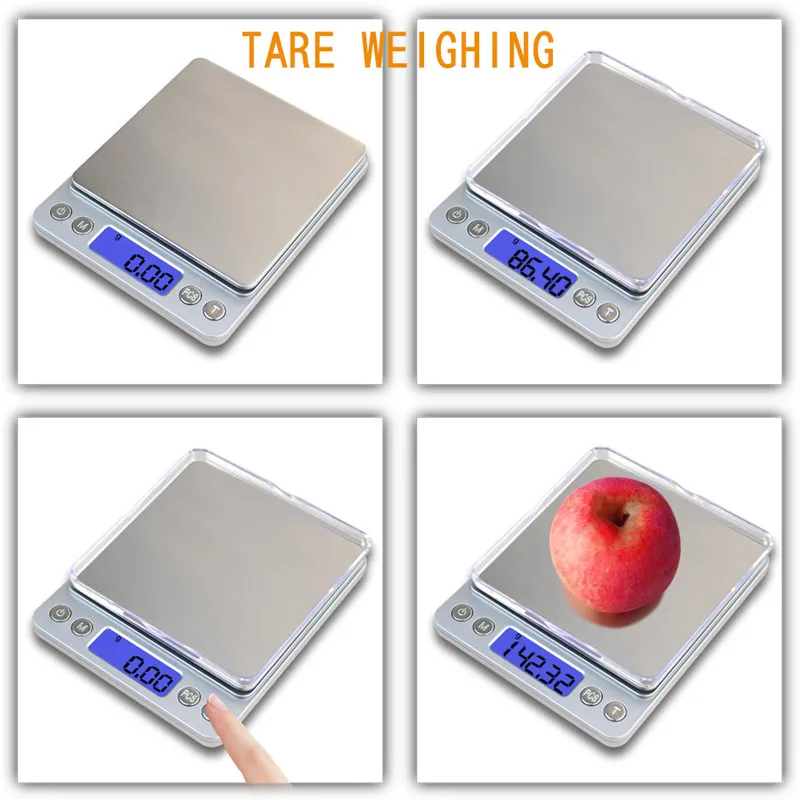 3000gx0.1g Digital Kitchen Scale Mini Pocket Stainless Steel accurate Jewelry Electronic Balance Weight Gold Grams