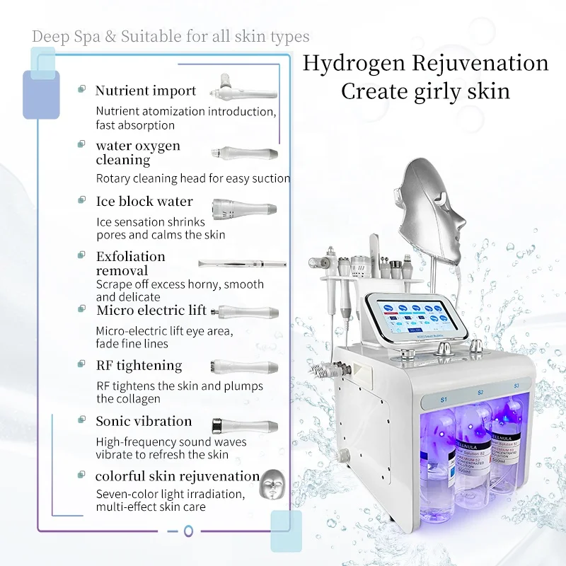 8 In 1 Portable Hydro Oxygen Dermabrasion Facial Aqua Peeling Face Lift Anti-Wrinkle Microdermabrasion Machine For Sale