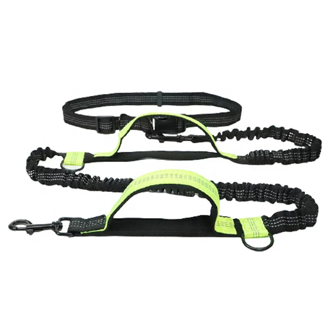 hands free multi function retractable adjustable  bungee running walking leash for dog