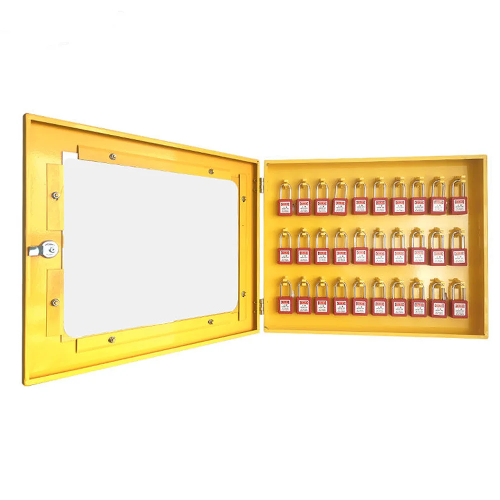 30-bit Steel Lock Out Tag Out Box Lockout Group Loto Station with Transparent Dust-proof Door
