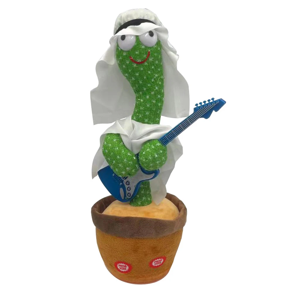 Cute Electronic Shake Christmas Usb Singing 120 Songs Recording Cactus Bailarin Plush Talking Dancing Cactus Toy