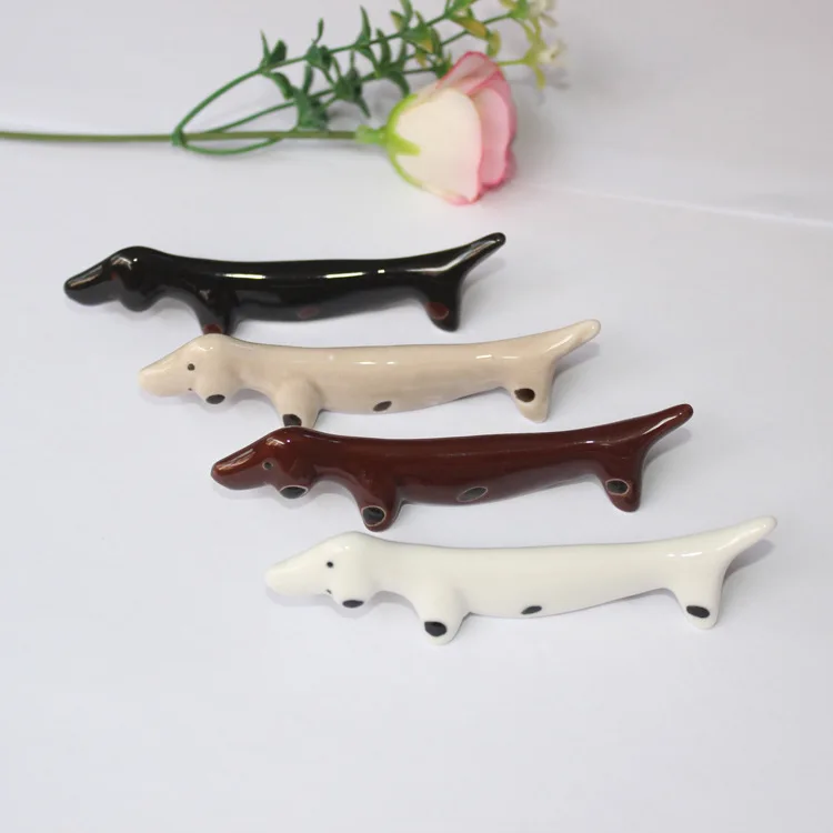 Cute Ceramic Dachshund Dog Chopsticks Holder Dachshund Dog Dinner Spoon Holder Knife and Fork Holder