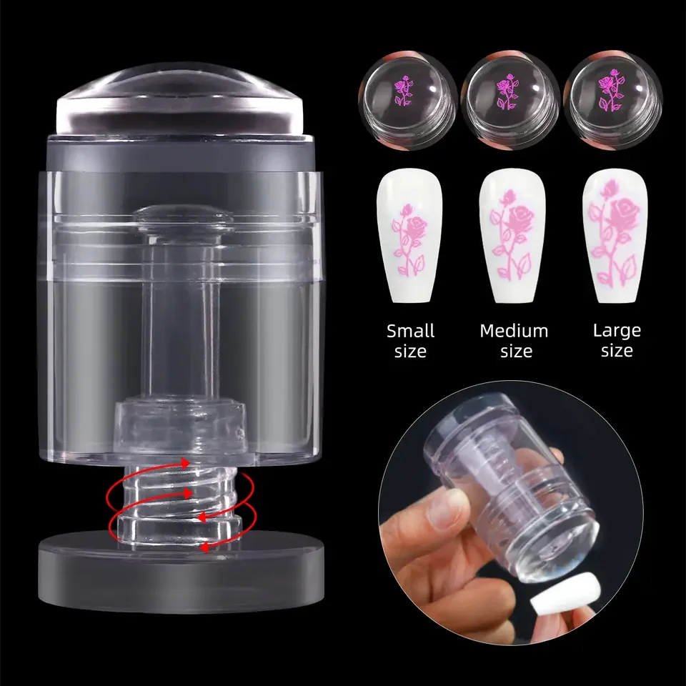 New Latest Professional Clear Transparent Print Size Can Be Varied Rotary Silicone Stamp for Nail Art DIY