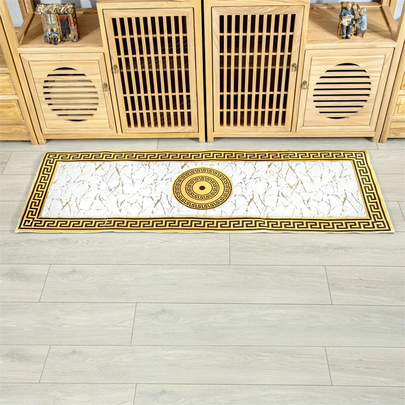 Plush Soft Hallway carpet Faux Leather Corridor Rug Decorative Fluffy Kitchen Black Gold Rug Black Floor Luxury Carpet