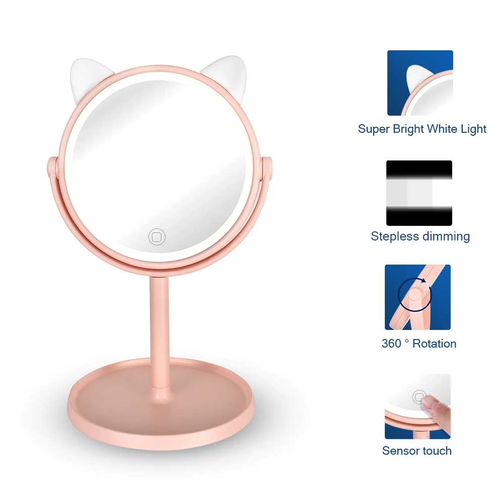 Настольное зеркало для макияжа со светодиодной подсветкой, сенсорный экран с аккумулятором и питанием от USB, макияж со светодиодной подсветкой, макияж Mrrior