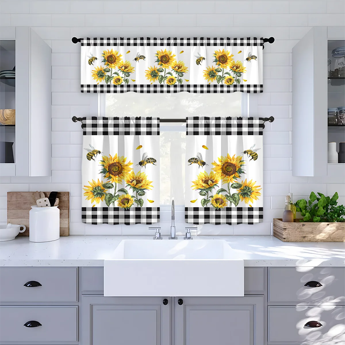 1PC customized any pattern multi-color pattern short curtain kitchen curtain half curtain small window decoration