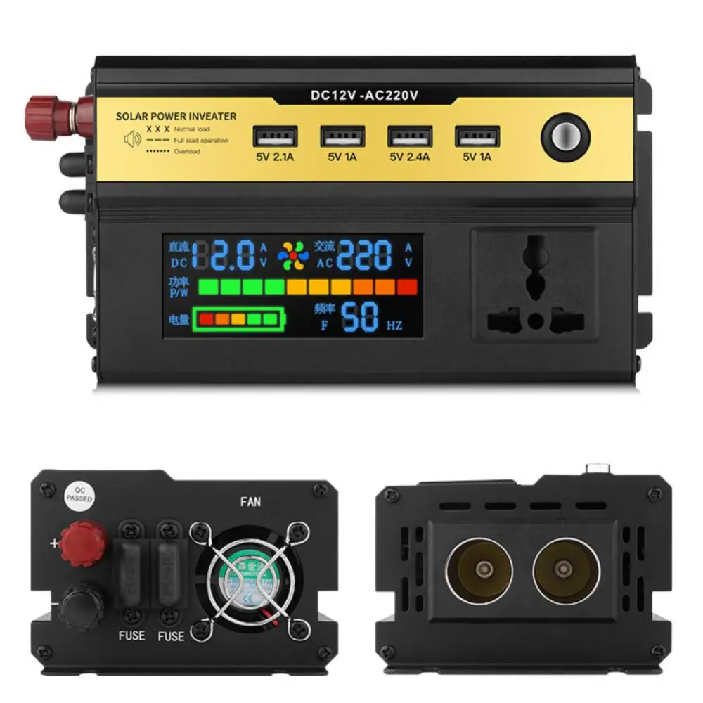 10000W/8000W/5000W/3000W LED Voltmeter Converter Transformer Universal EU Socket DC 12V To AC 220V Pure Sine Wave Inverter