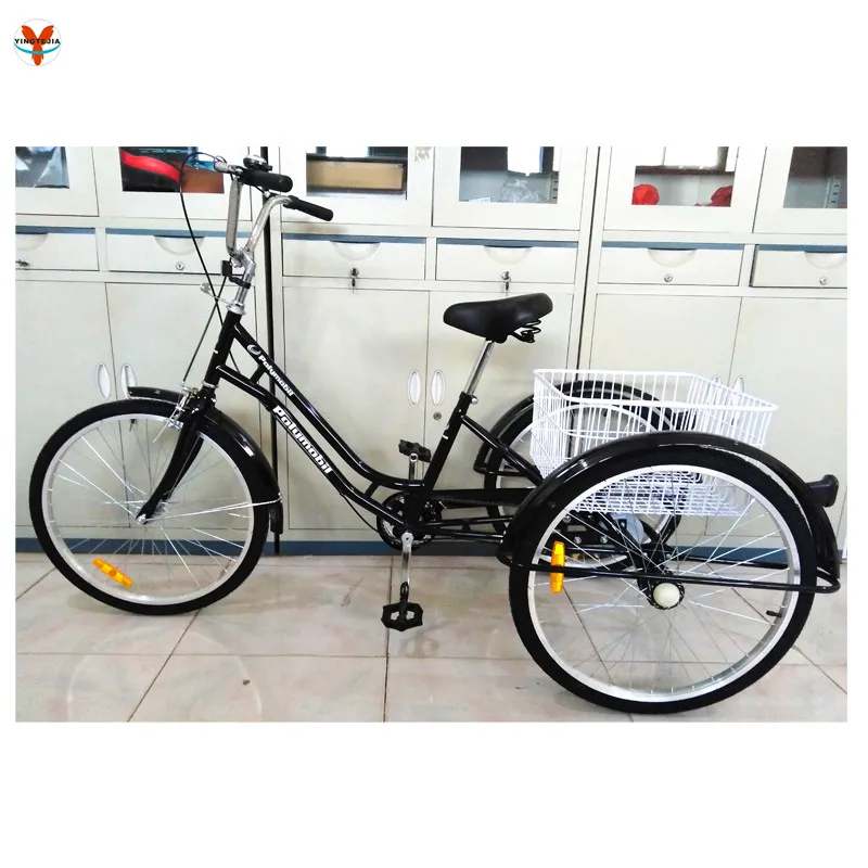 
New arrival 3 wheel bicycle single speed adult bike tricycle with basket 24inch alloy wheel 