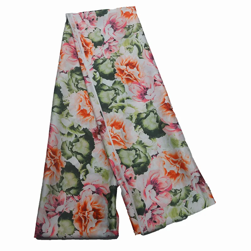 OEM Чистая 100 шелковая ткань с атласным цветочным принтом для