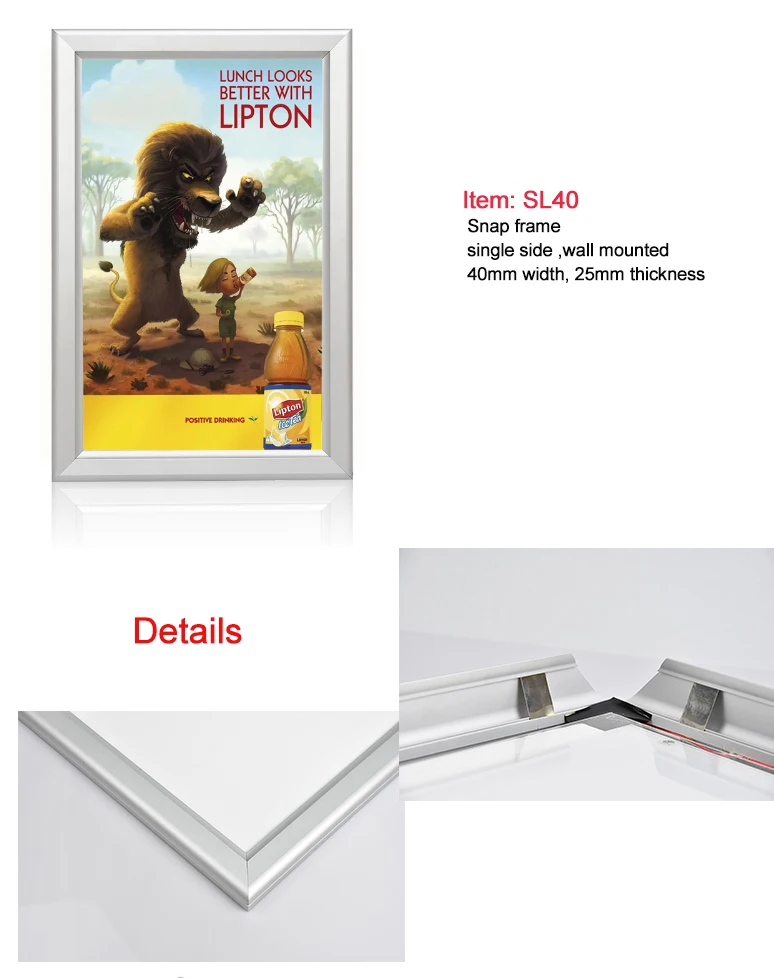 High Temperature Resistance Led Super Slim Magnetic Collage Frames Advertising Wall Poster