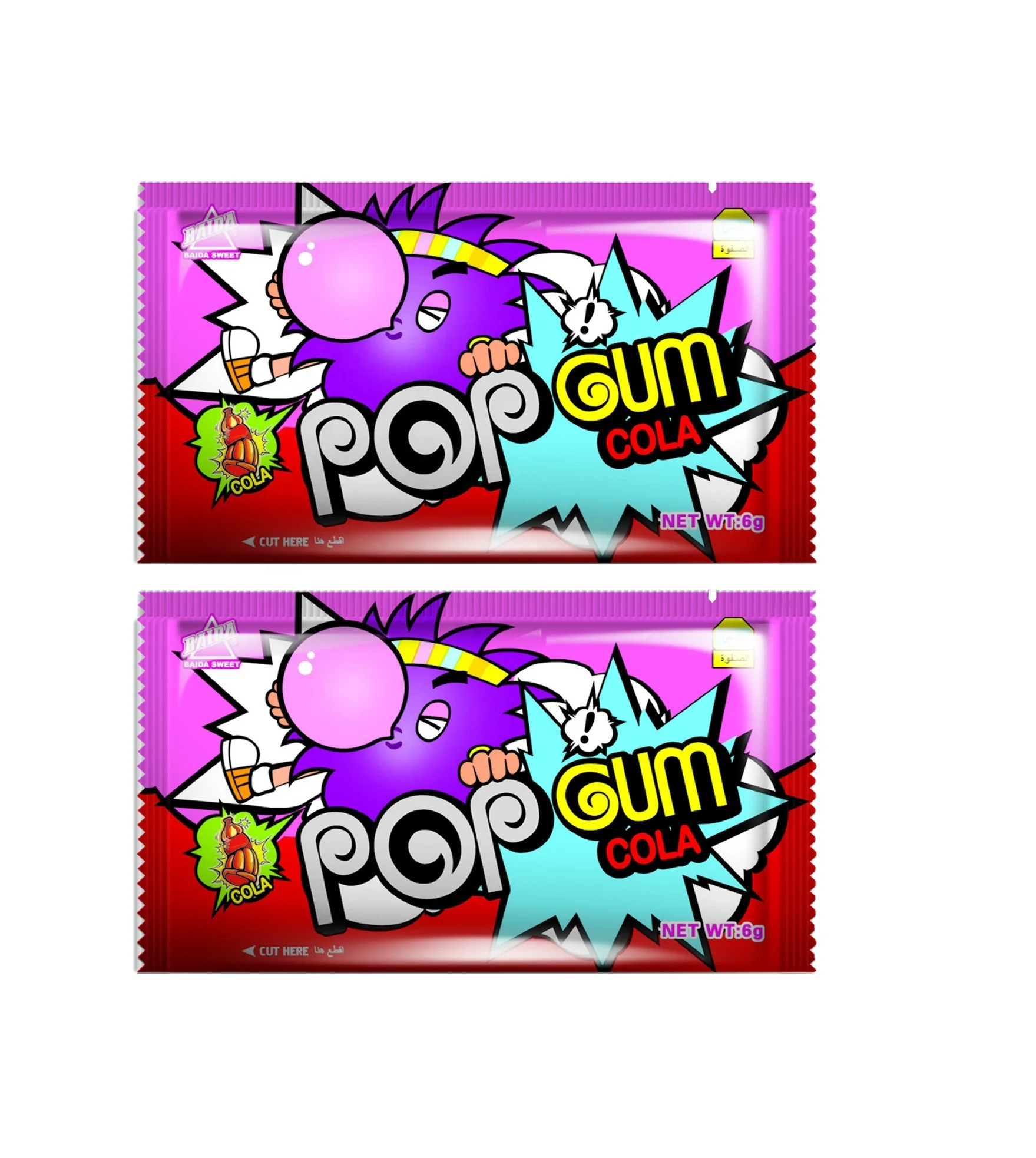 Wholesale Halal Fizzy Tuttifrutti Flavor Bubble Chowing Gum with Popping Candy