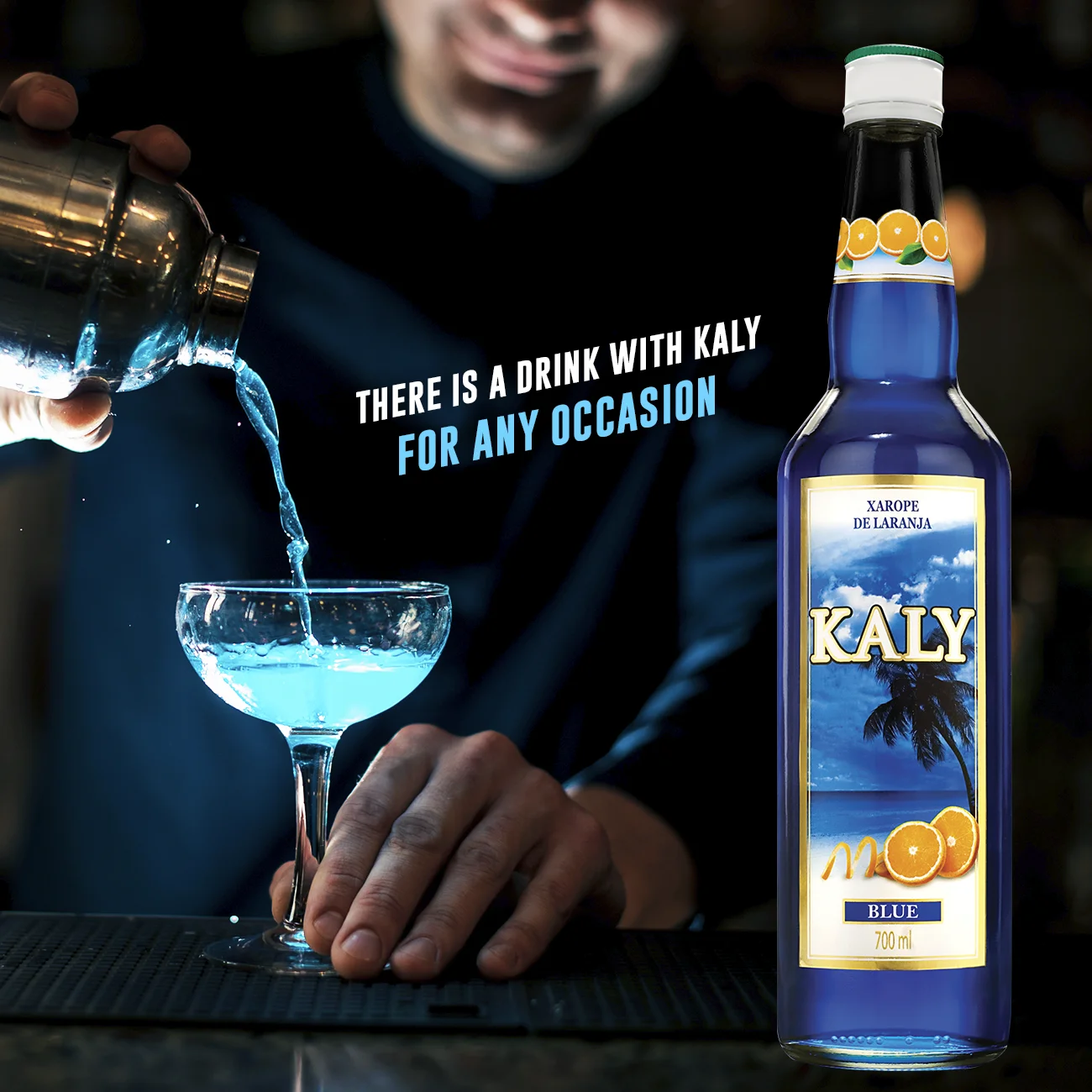 Kaly Blue Curacao Syrup Made With Orange Juice for Exotic Soda Cocktails Fruit Punches Bitter Tasting Candy