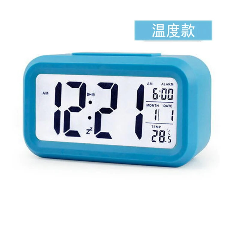 Digital Alarm Clock LCD Display Snooze Electronic Clock Sensor Nightlight Office Table Clock