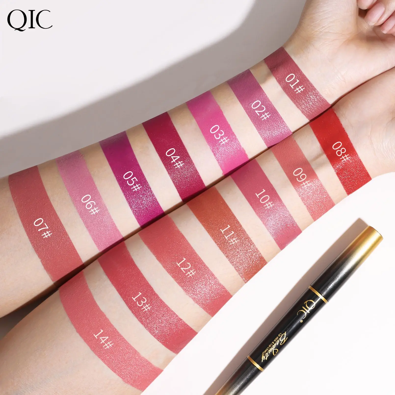 High Quality Double Ended Lipstick Lip Liner 2-in-1 Matte Matte Waterproof Non-stick Cup Automatic Lipstick Pencils