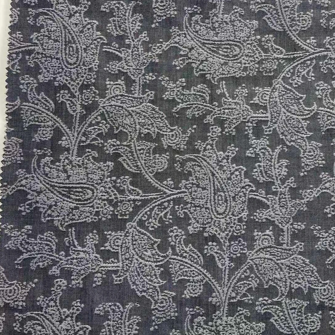 100 % cotton black color printed twill denim jeans fabric